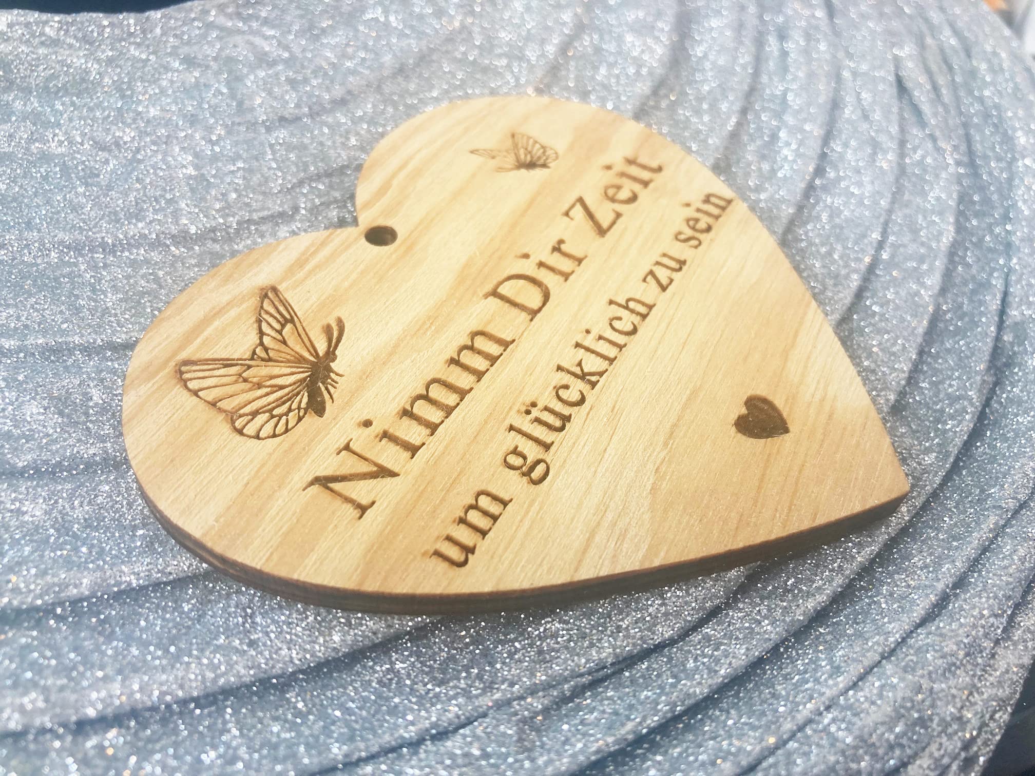 Targa Decorativa In Legno A Forma Di Cuore - Let Your Smile Change The