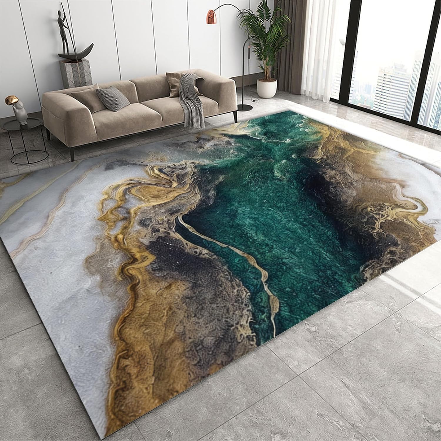 3D Printed Mat Rugs Anti-Slip Rug Carpet Home Decoration Print Bedroom Non-Slip Floor Rug - Abstract Marble Texture 60 X 90 Cm - Polyester Soft Touch Easy Clean With Rubber Backing -1M1Q7V5J1Z