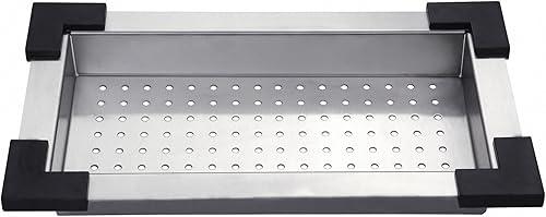 Kraus Colador de acero inoxidable, 17.6 in x 9.7 in x 2.6 in, CS-2