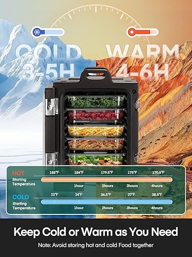 Miniatura 3 de Calentador de alimentos para catering con ruedas, transportador de bandeja de alimentos aislado de 80 cuartos de galón, caja calentadora de