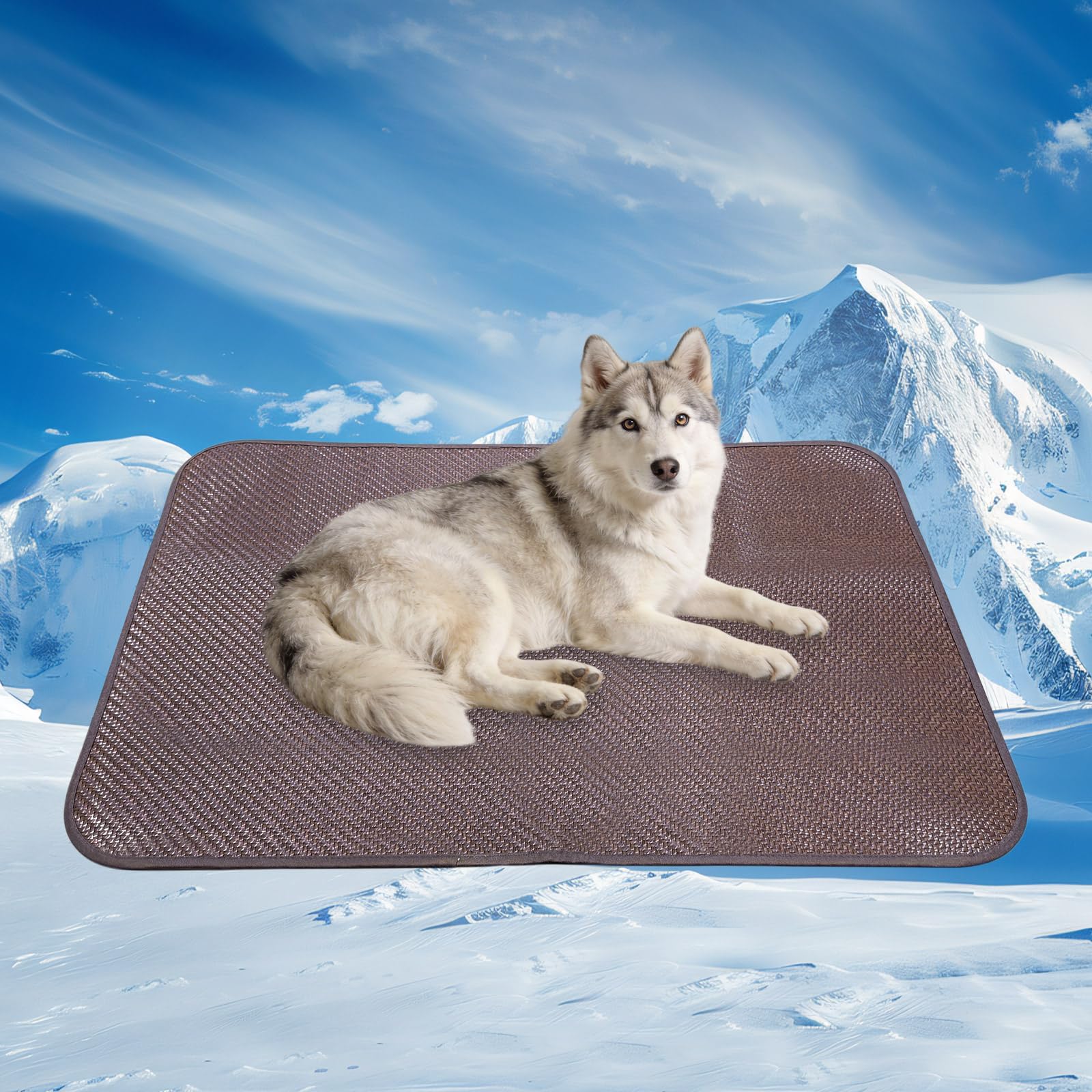 Alfombrilla de refrigeración para perros grandes, 36 x 46 pulgadas, almohadilla de refrigeración transpirable tejida de polietileno, fresca al tacto y resistente a las mordidas, parte inferior