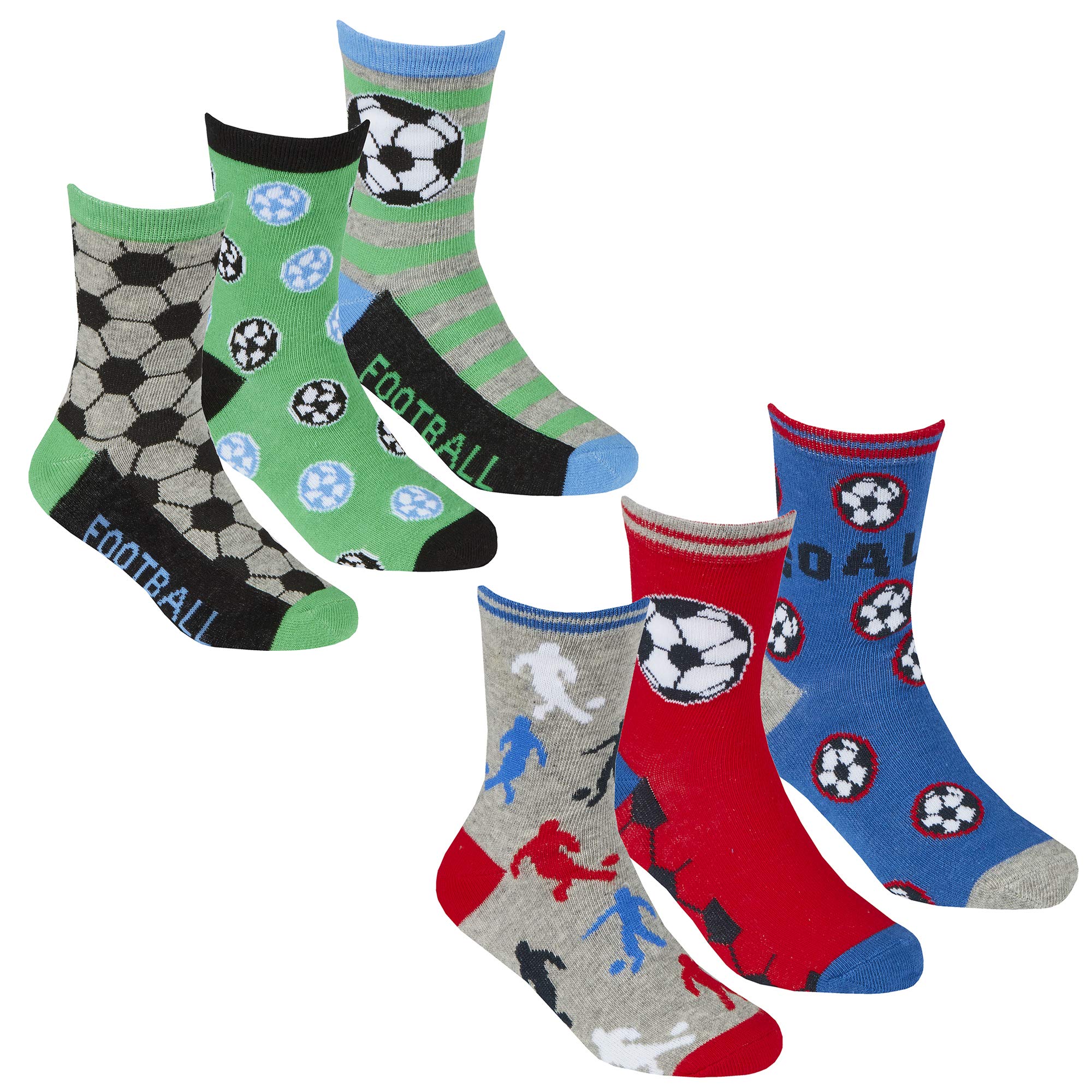 Boys Novelty Cotton Rich Socks (6, 9 or 18 Pairs Multipack) Football Nautical Monsters
