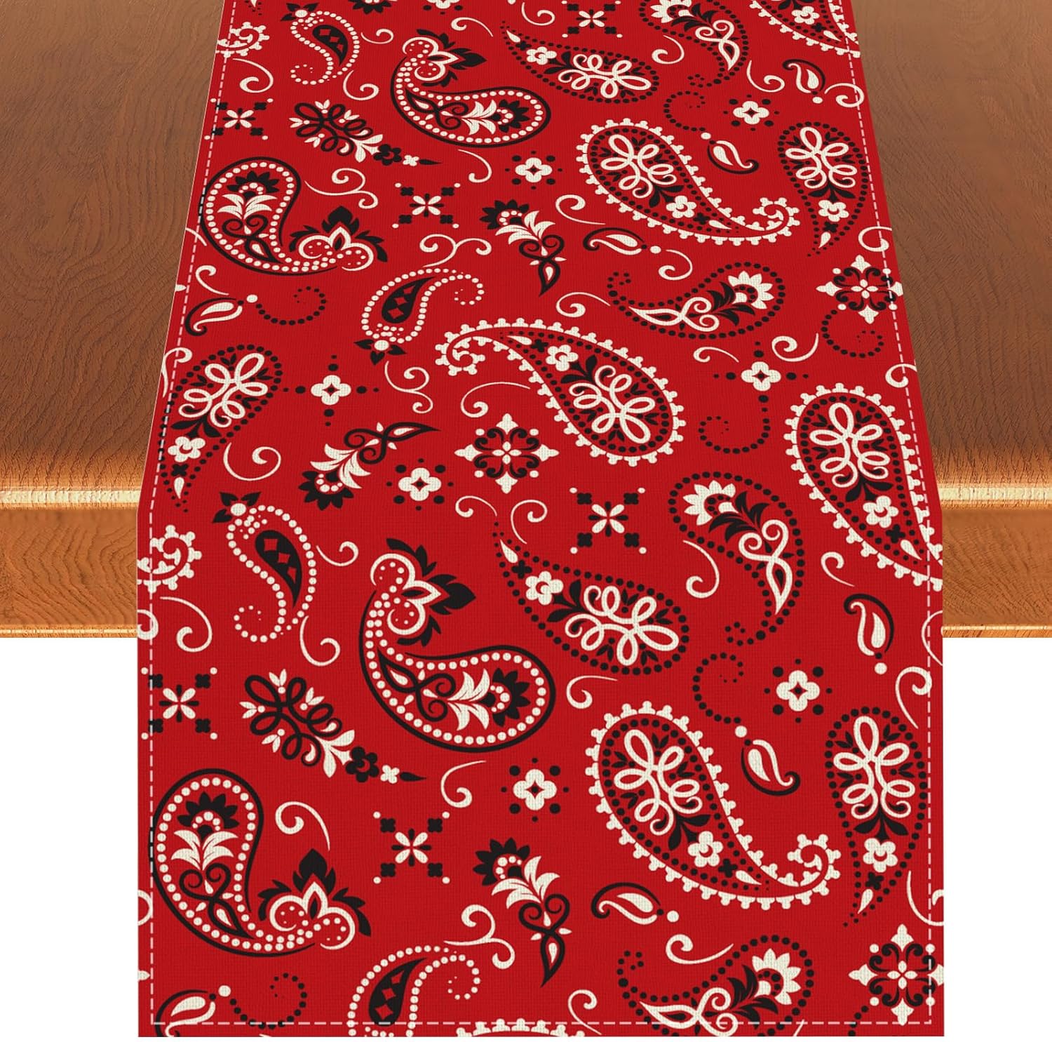Linen Western Party Table Runner Paisley Tablecloth Rodeo