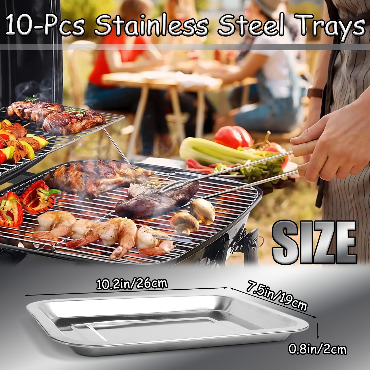 Bandeja de metal, paquete de 10 bandejas de acero inoxidable para procedimientos dentales, pequeñas bandejas de metal para tatuajes, médicos, herramientas dentales, ciencia de laboratorio, organizador