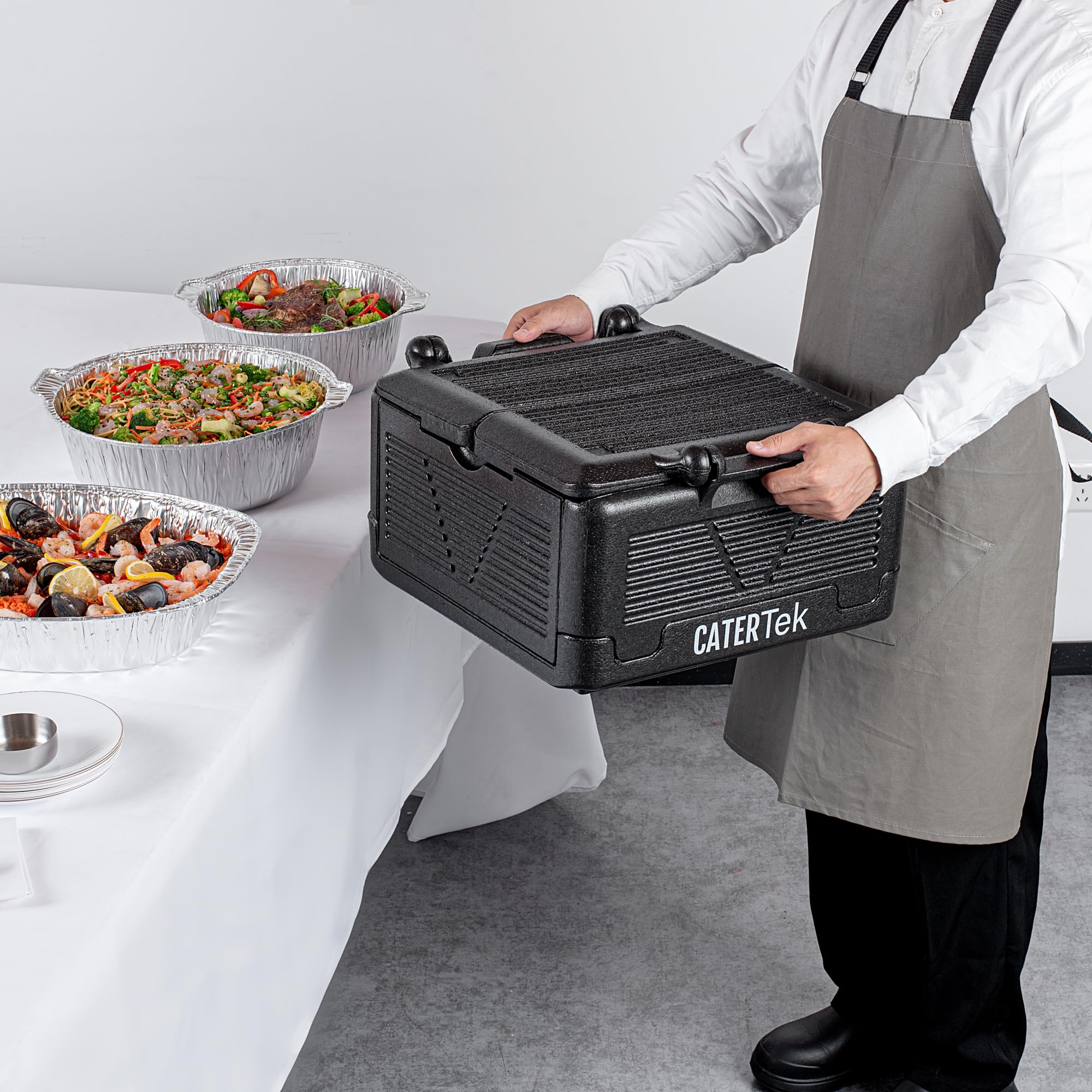 Restaurantware RWP1577B 9063/Transportador de alimentos aislado, plástico, negro