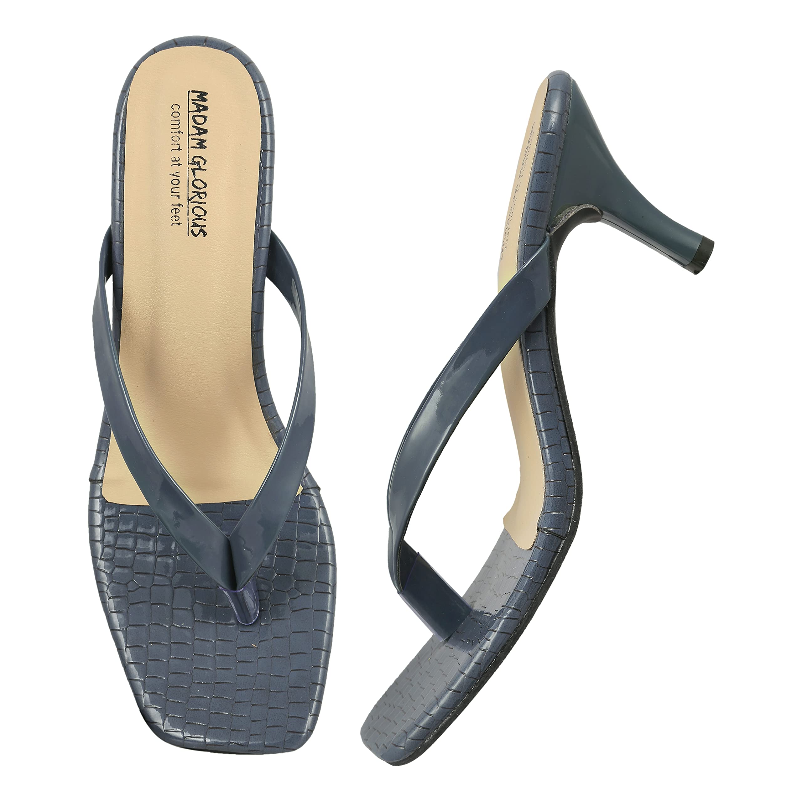 madam glorious heels for womens/girls stylish v-shapesandal padded soft casual comfortable casual slip-on (B09DRKNR8D) Amazon Price History, Amazon Price Tracker