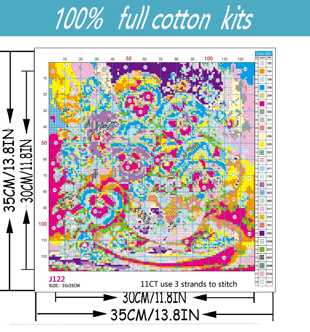 Stamped Cross Stitch Kits for Beginner, Easy Needlepoint Counted Cross Stitch Embroidery Kits for Adults, 11CT Dimensions Printed Counted Cross Stitch Patterns Arts Craft Kits