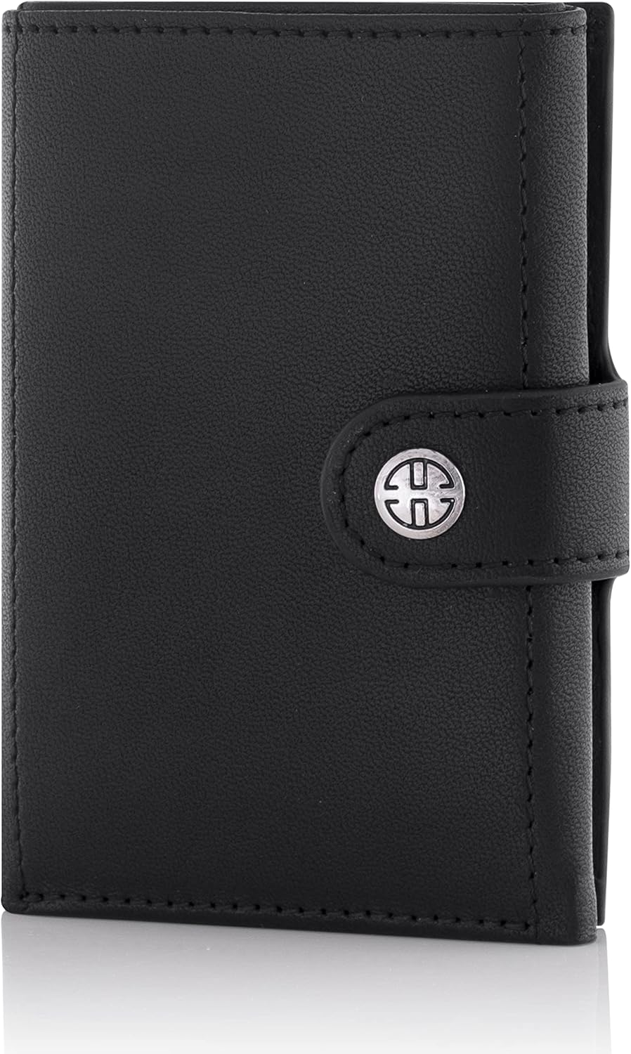 TRUSADOR Venice Men & Women Leather Trifold Wallets RFID Blocking Front Pocket Wallet (Black, With Coin Pocket)