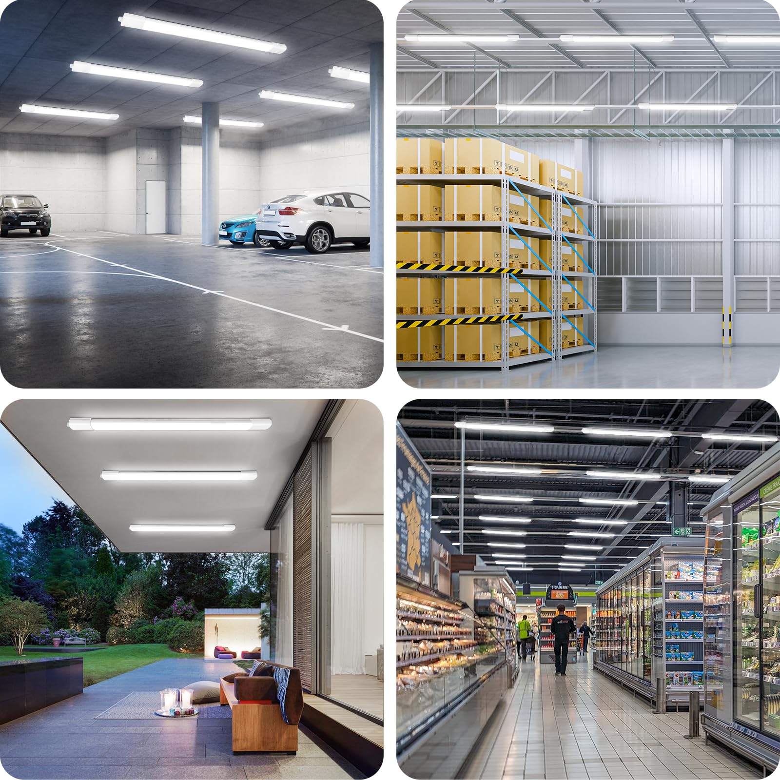 Confezione da 2 lampade a LED per ambienti umidi, 120 cm