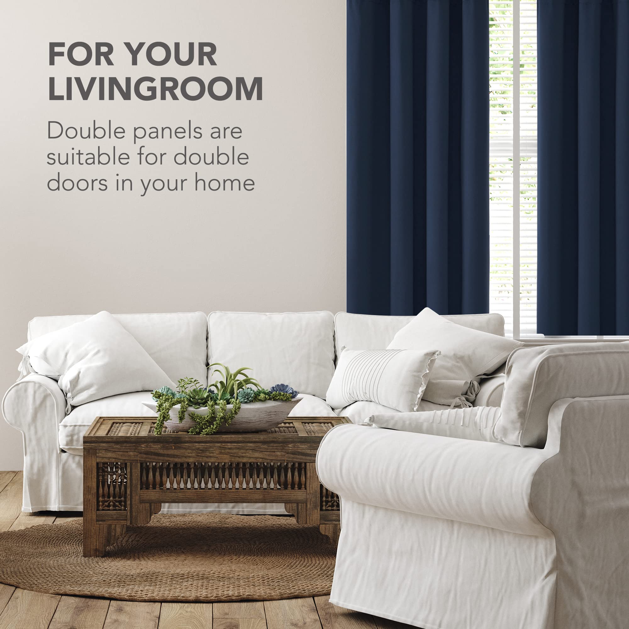 Deconovo Tenda Oscurante da Interno 240 CM Altezza 1 Pannello, Tende Oscuranti Termiche Isolanti per Interni Finestre con Anelli, 140x240 CM, Blu Navy
