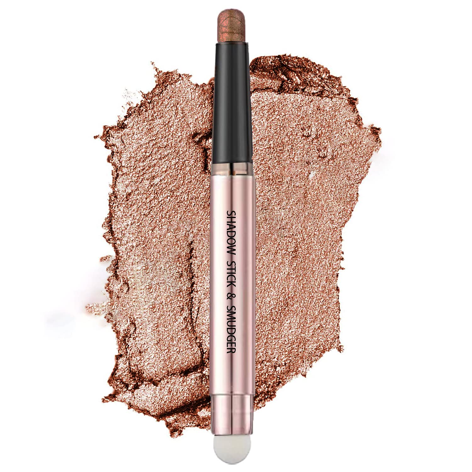 2 in1 Eyeshadow Stick, Shimmer Cream Eye Shadow Sticks, Eye Brightener Stick with sponge, Eye Shadow Stick Makeup, Long Lasting Waterproof Cream Eyeshadow Stick Eye Highlighter Stick, Cocoa Shimmer