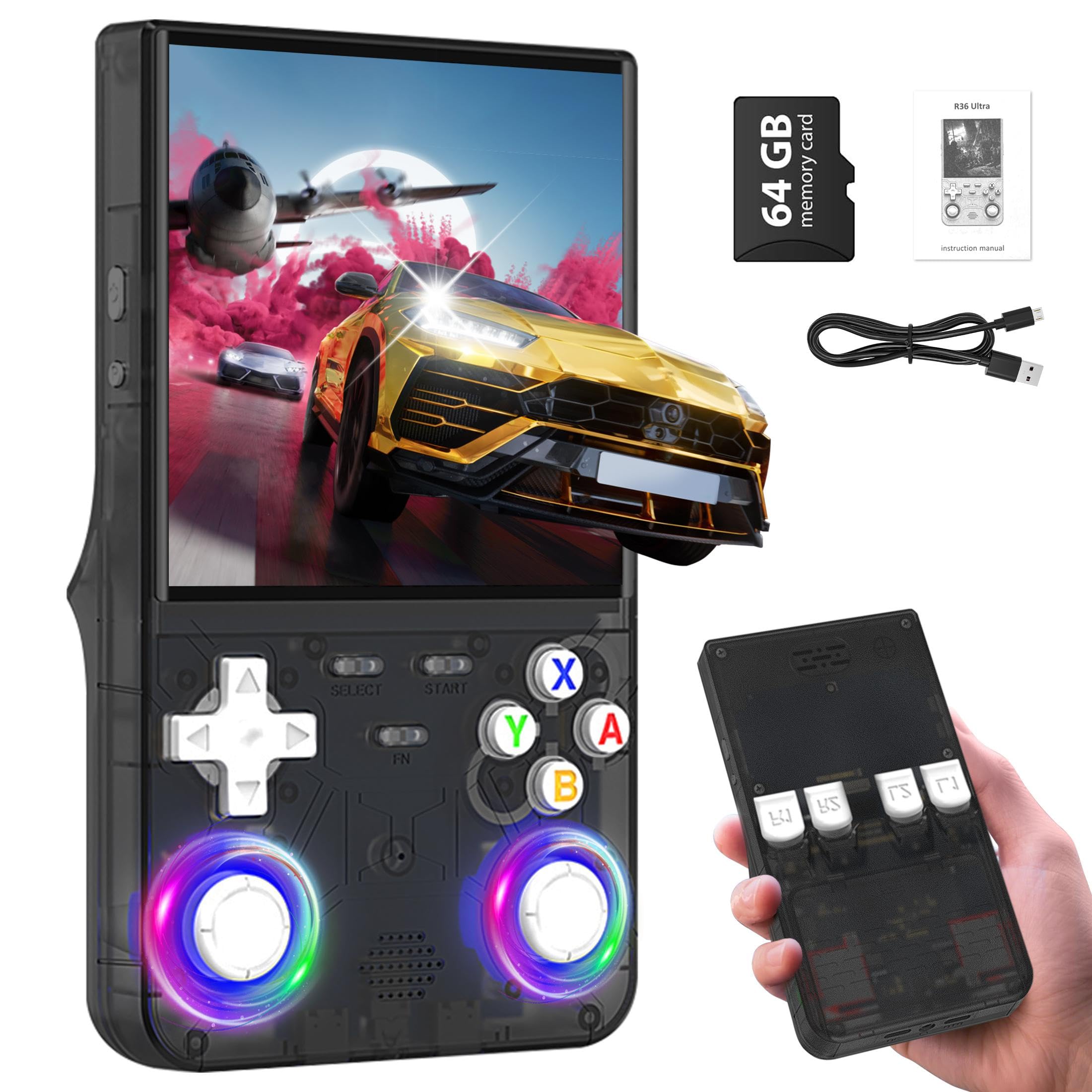 Console di gioco portatile retrò, sistema Linux open source, schermo IPS da 4,0 pollici, scheda TF da 64 GB con oltre 15.000 giochi, emulatore abilitato WIFI