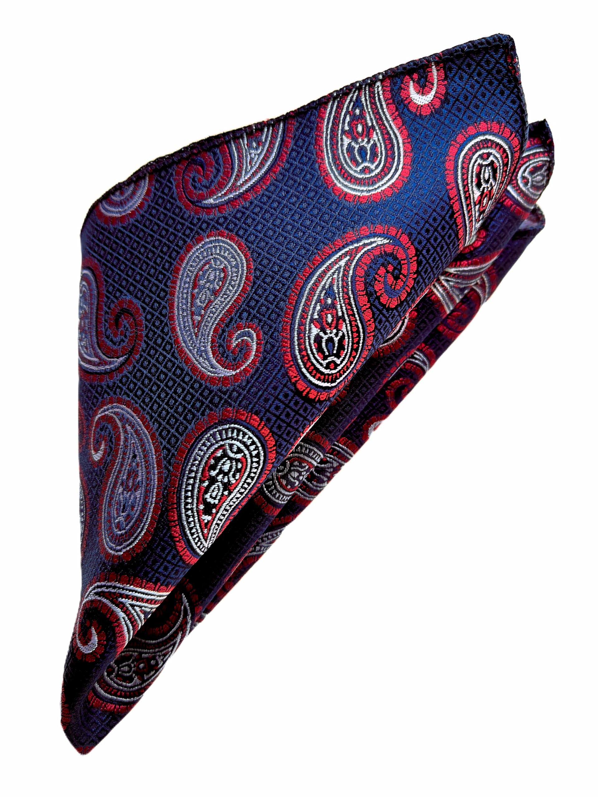 voici France - Premium Pocket Square Men Satin Wedding Handkerchief Multicolor Free Size (Blue Paisley)-picture-51