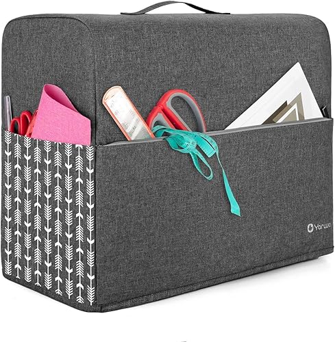 Miniatura 8 de Yarwo Cubierta antipolvo para máquina de coser con asa superior y bolsillos, compatible con Brother, Singer y la mayoría de máquinas de coser