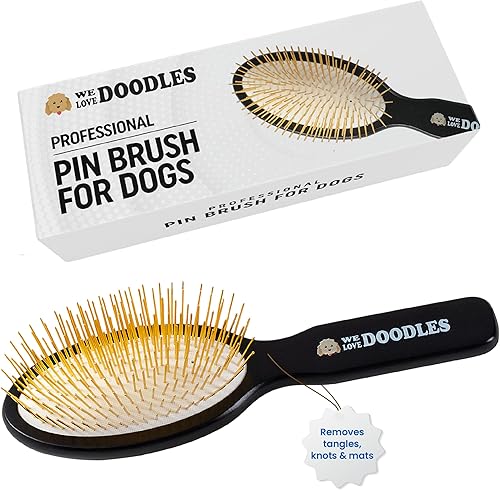 Cepillo de alfiler para perros, cepillo desenredante de aseo de mascotas, cepillo para perros para quitar y quitar el pelo suelto, madera de haya