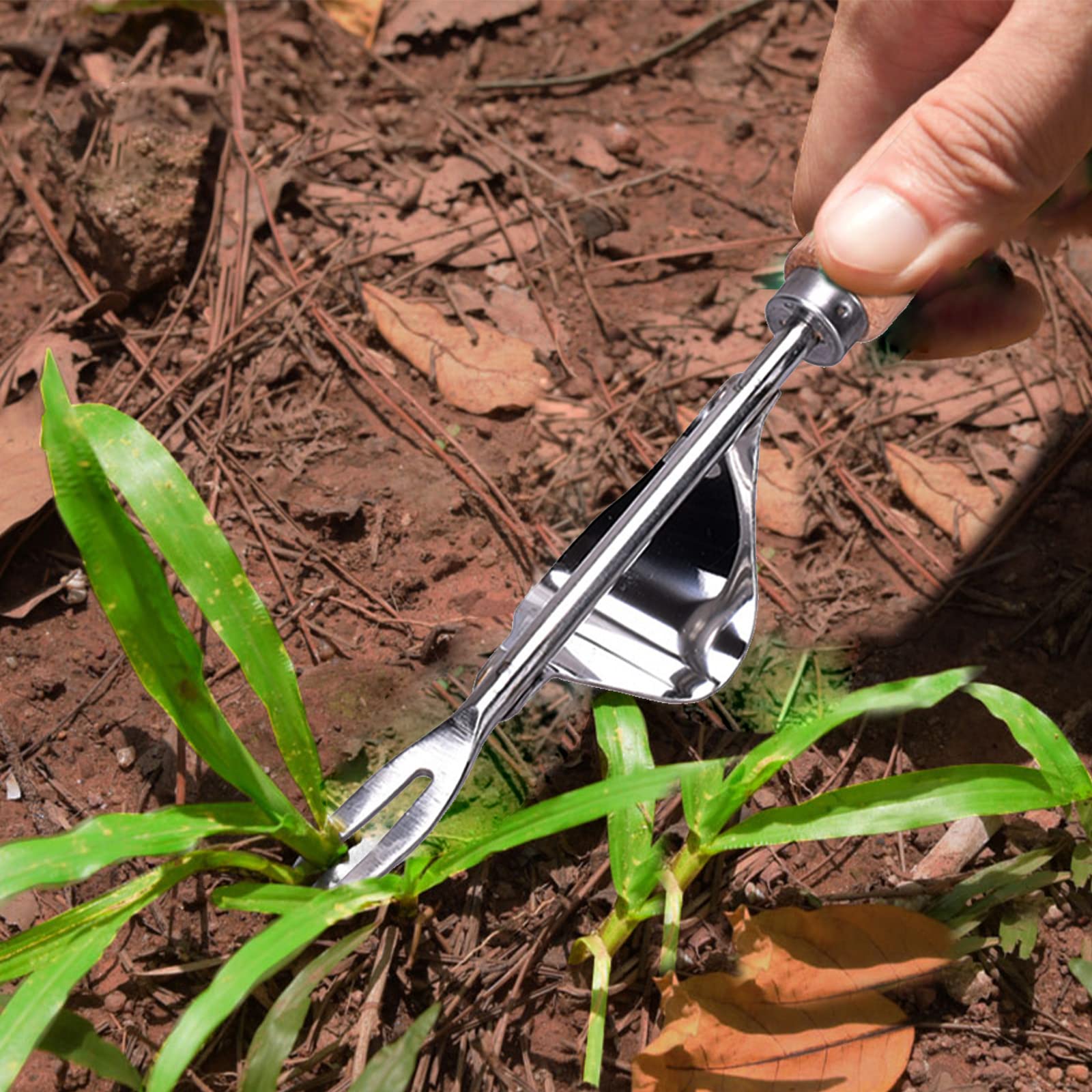 Weed Remover Tool Weeder Tool Garden Hand Weed Puller Stainless Steel Dandelion Removal Tool Root Remover Manual Weed Removing Weeding Tools for Garden Grass Patio Lawn Farmland — view 7