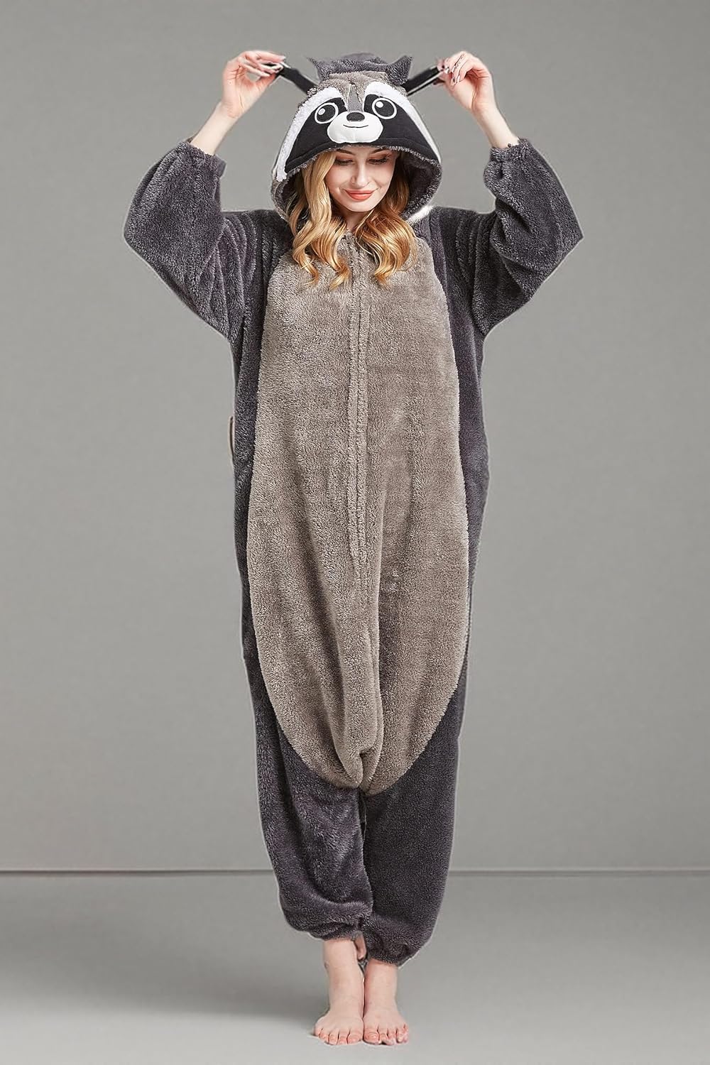 DELEY Adult Raccoon Animal Onesie Pajamas,One Piece Pajamas,Halloween Cosplay Costumes Homewear Jumpsuit - Image 8