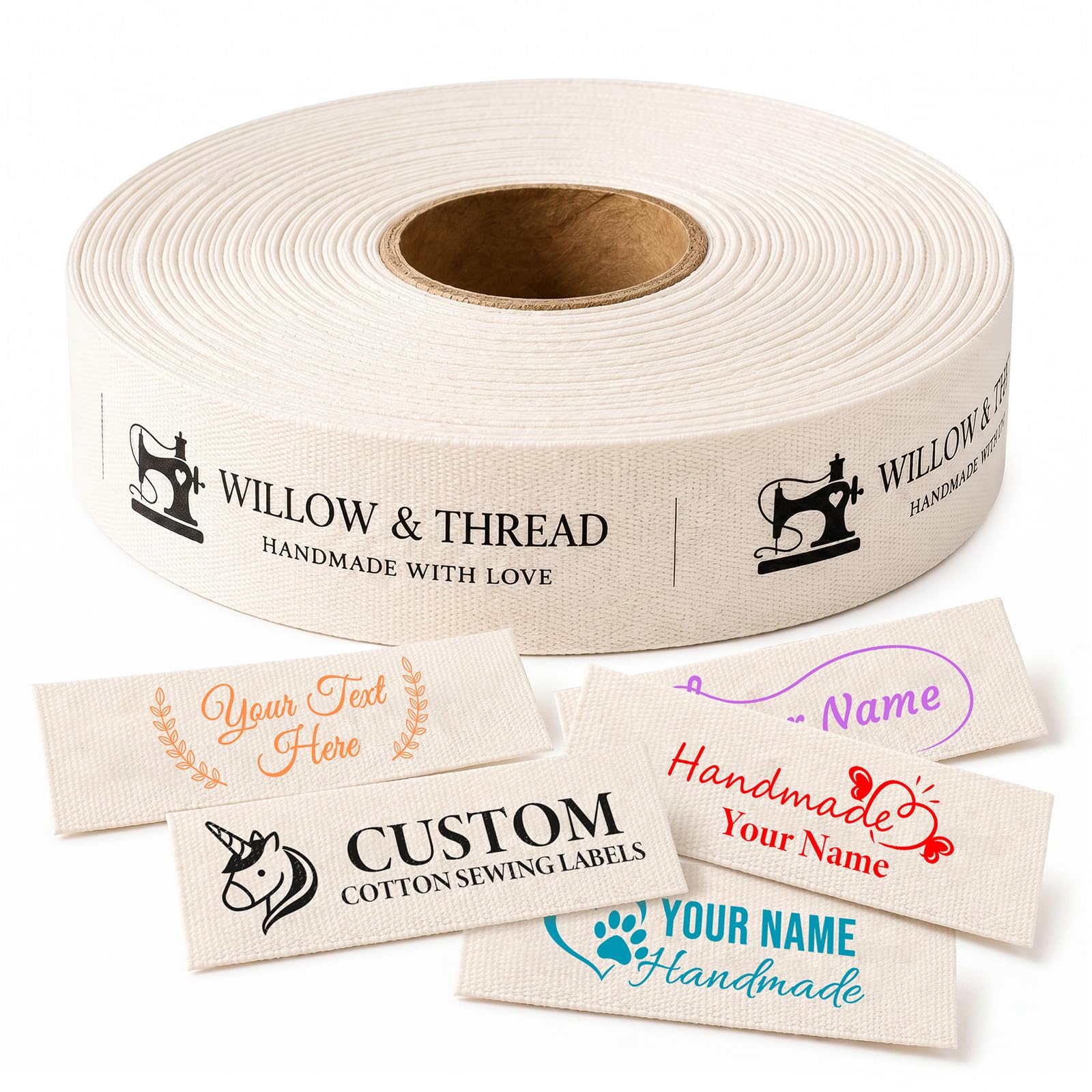Custom Sewing Labels 100% Cotton, Personalized Clothing Tags, 50-2000pcs