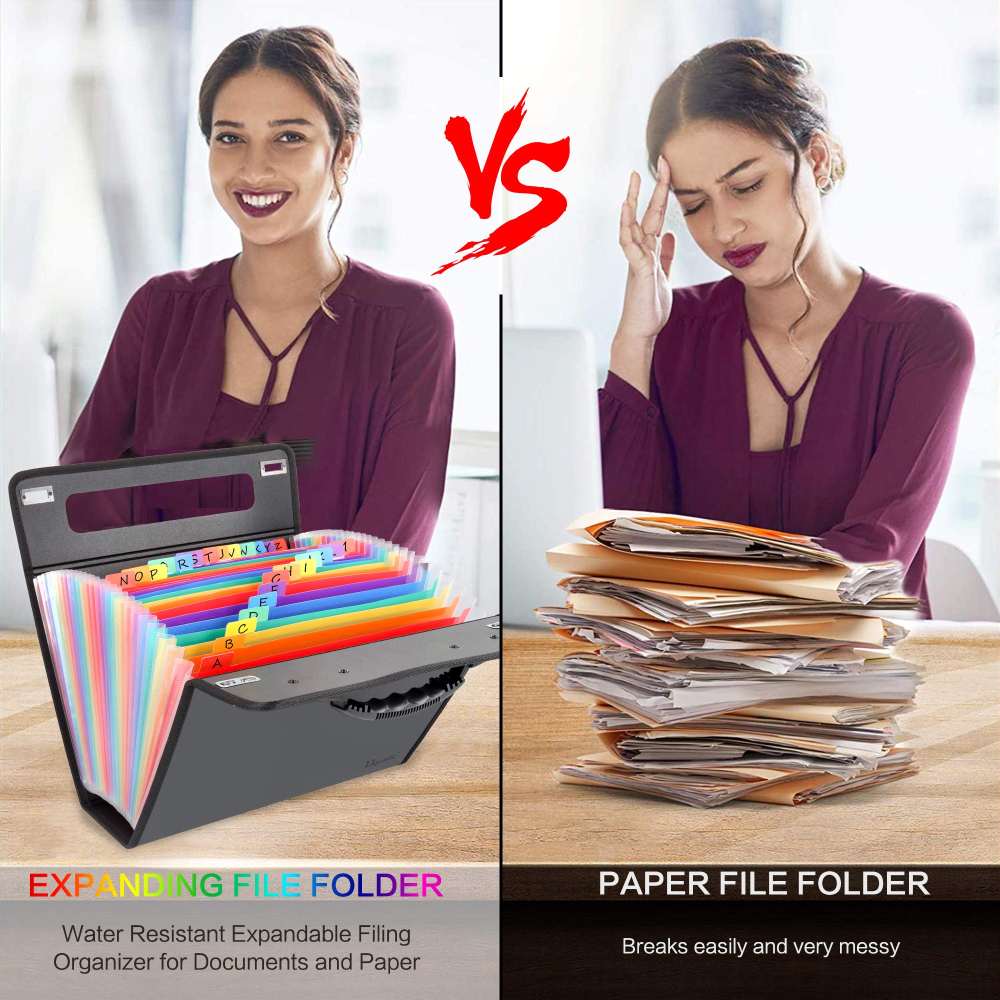 Buy Uquelic Expanding Box File Document Organiser 26 Pockets Upgraded