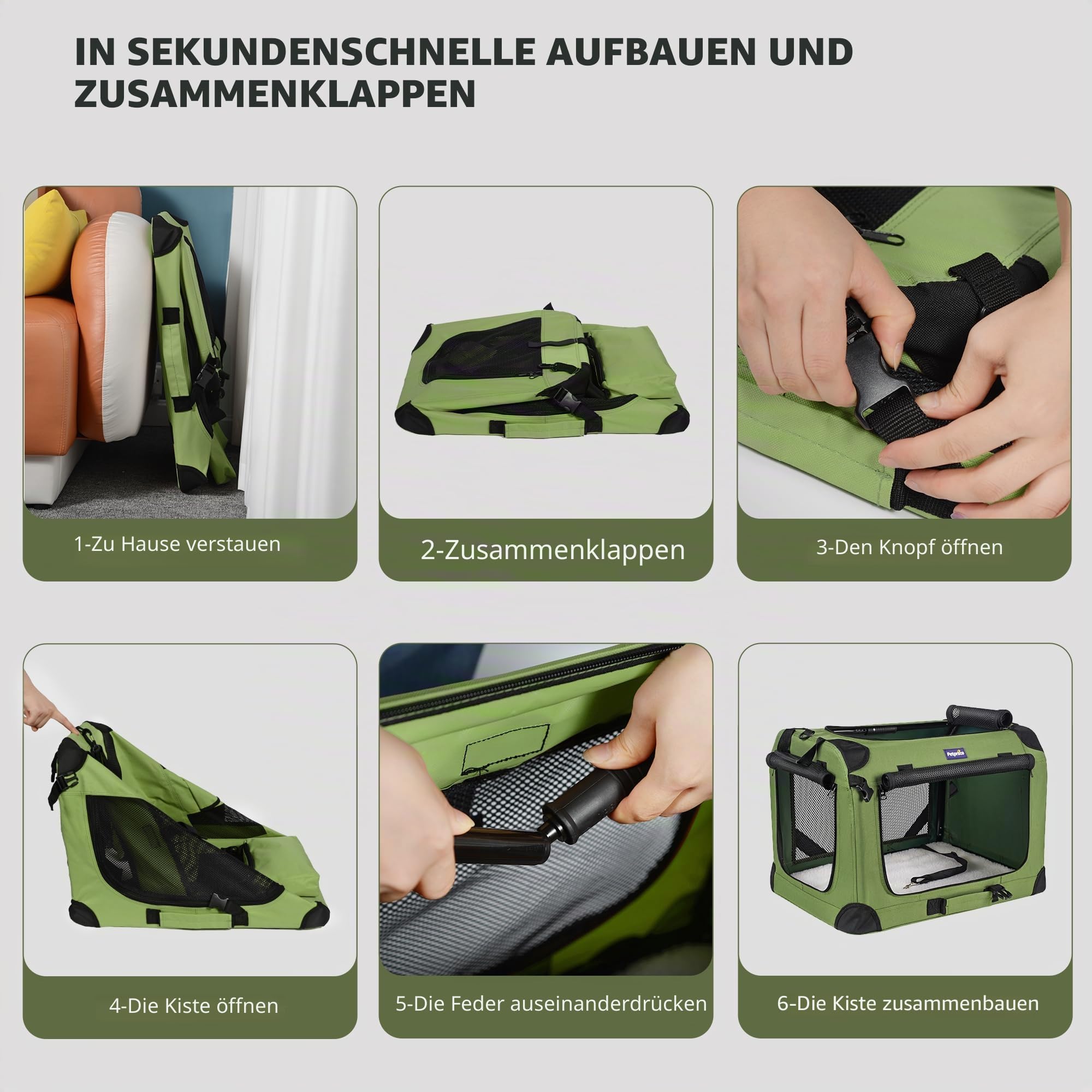 Petprsco Großer Katzentransportbox für 2 Katzen oder kleine Hunde, weicher Haustier-Transportkorb 60x42x42 cm zum Reisen mit Warmer Decke, Faltbarer Schüssel und waschbarem Pad
