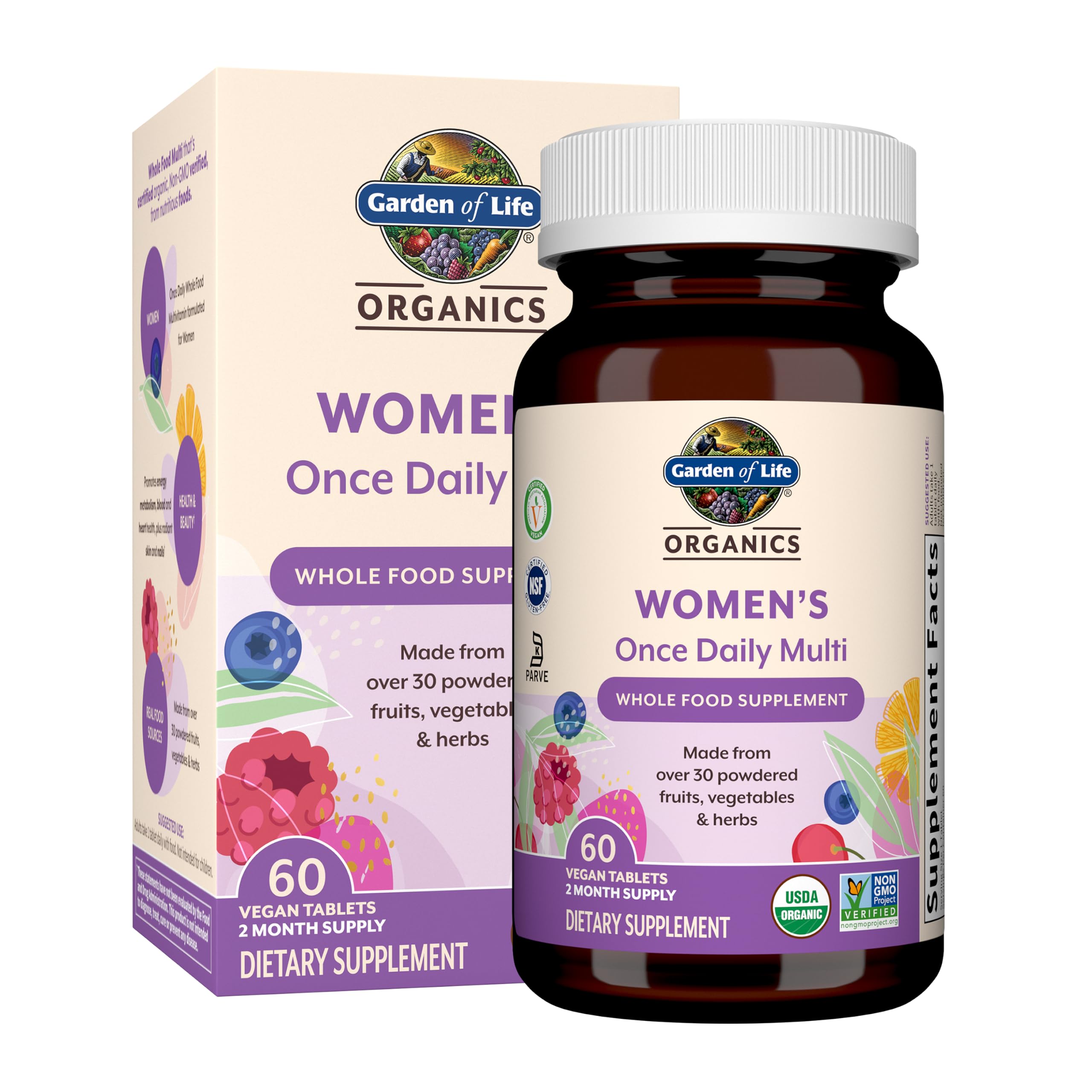 Garden of Life Organics Women's Once Daily Multivitamin, 60 Tablets 60 Count (Pack of 1)