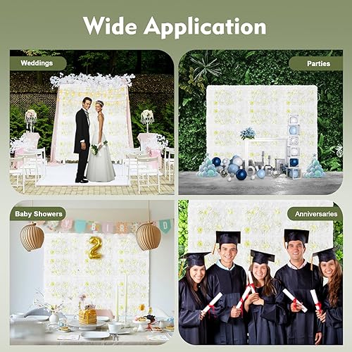 Miniatura 5 de Arreglo de flores artificiales para decoración de paredes o fondos paneles decorativos con hortensias y rosas artificiales para fiestas, bodas y