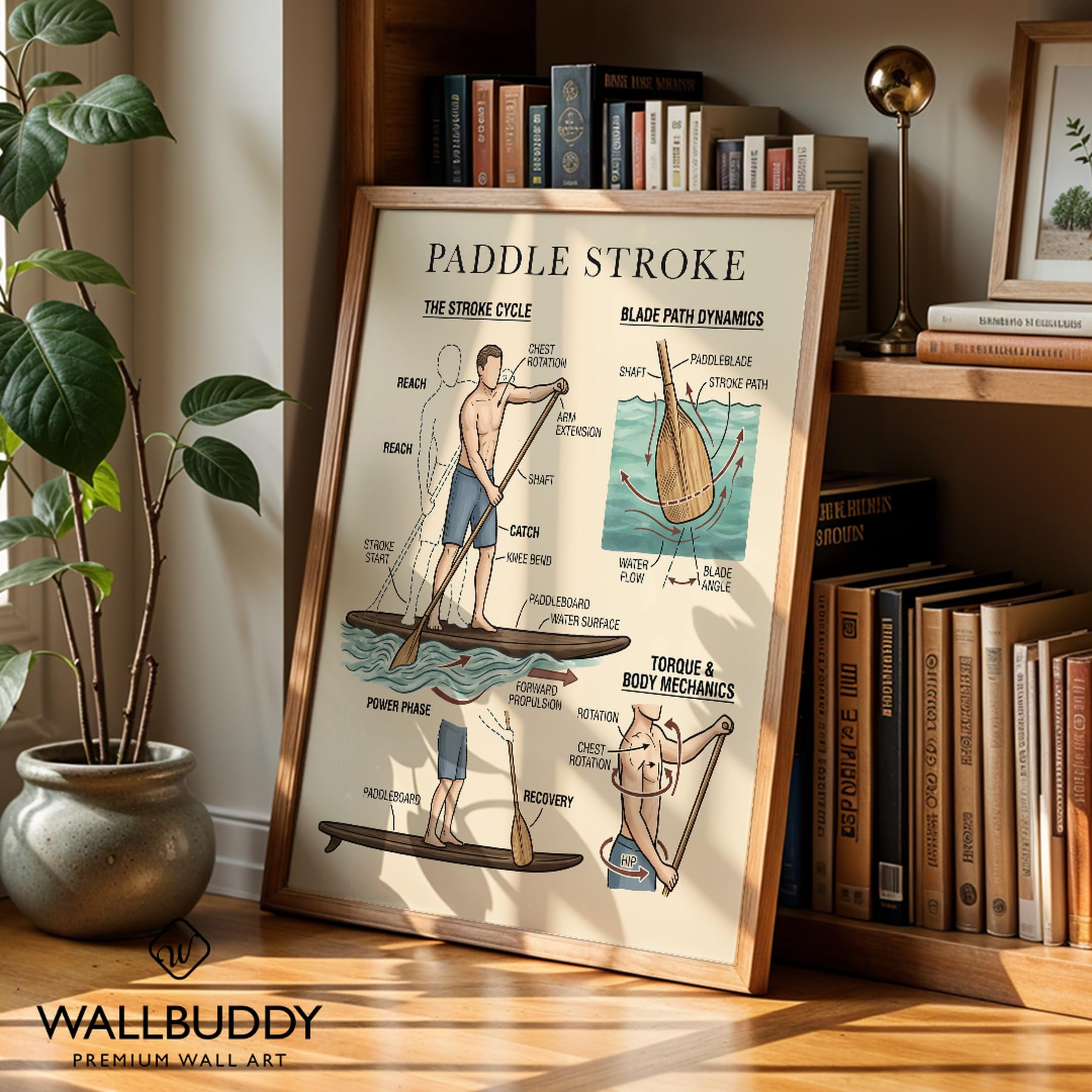 Wallbuddy Arte de pared de técnica de paddlebo (60 x 90 cm, Marco de Roble)