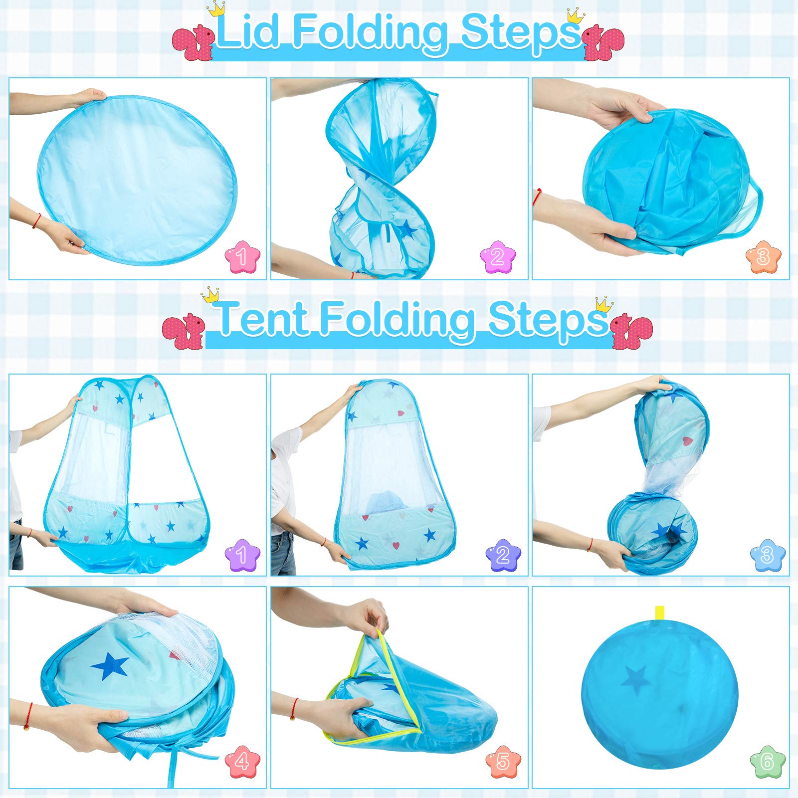 Tenda Gioco Bambini Pop Up 115x93cm Con Borsa - Piscina Palle Pieghevole Interni/Esterni (Rosa) - Foto 11