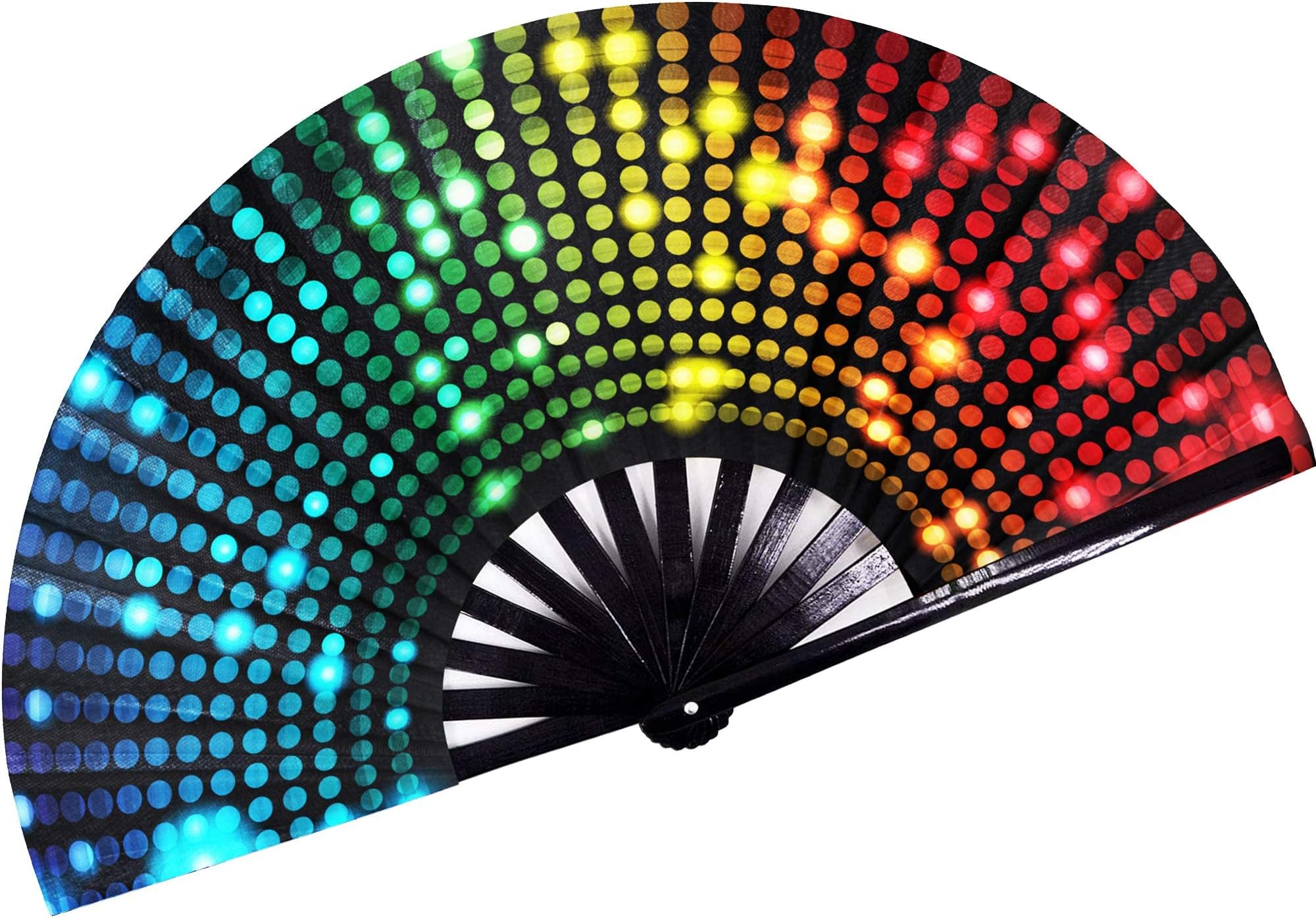 MAKINGTEC Hand Fan, Folding Fan, Black Feather Hand Fan with Hand Baffle, Colorful Folding Craft Fan for Festive Carnival Party, Decoration and Show Accessories