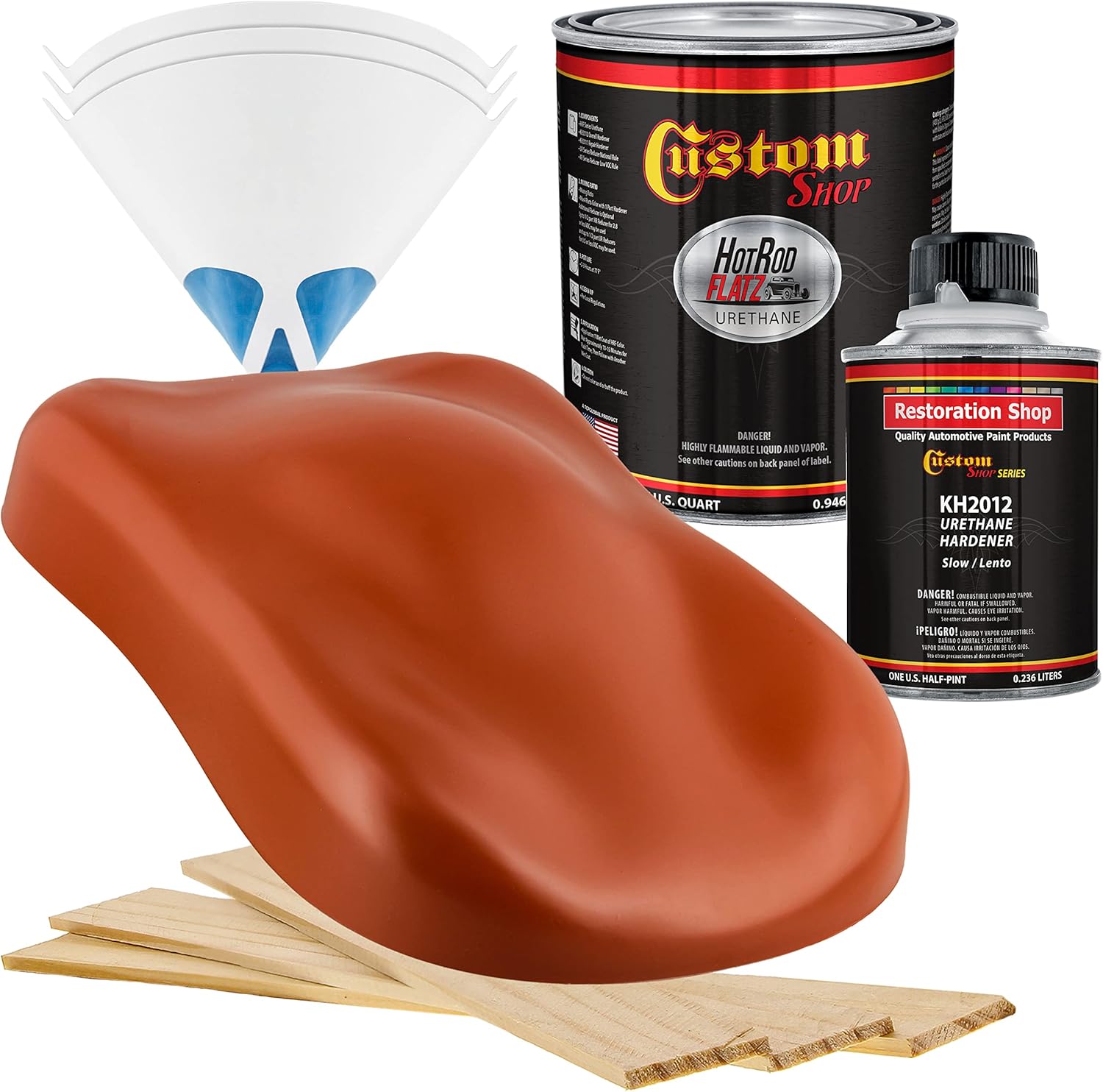 Custom Shop - Oxide Red - Hot Rod Flatz Flat Matte Satin Urethane Auto Paint - Complete Quart Paint Kit - Professional Low Sheen Automotive, Car Truck Coating, 4:1 Mix Ratio