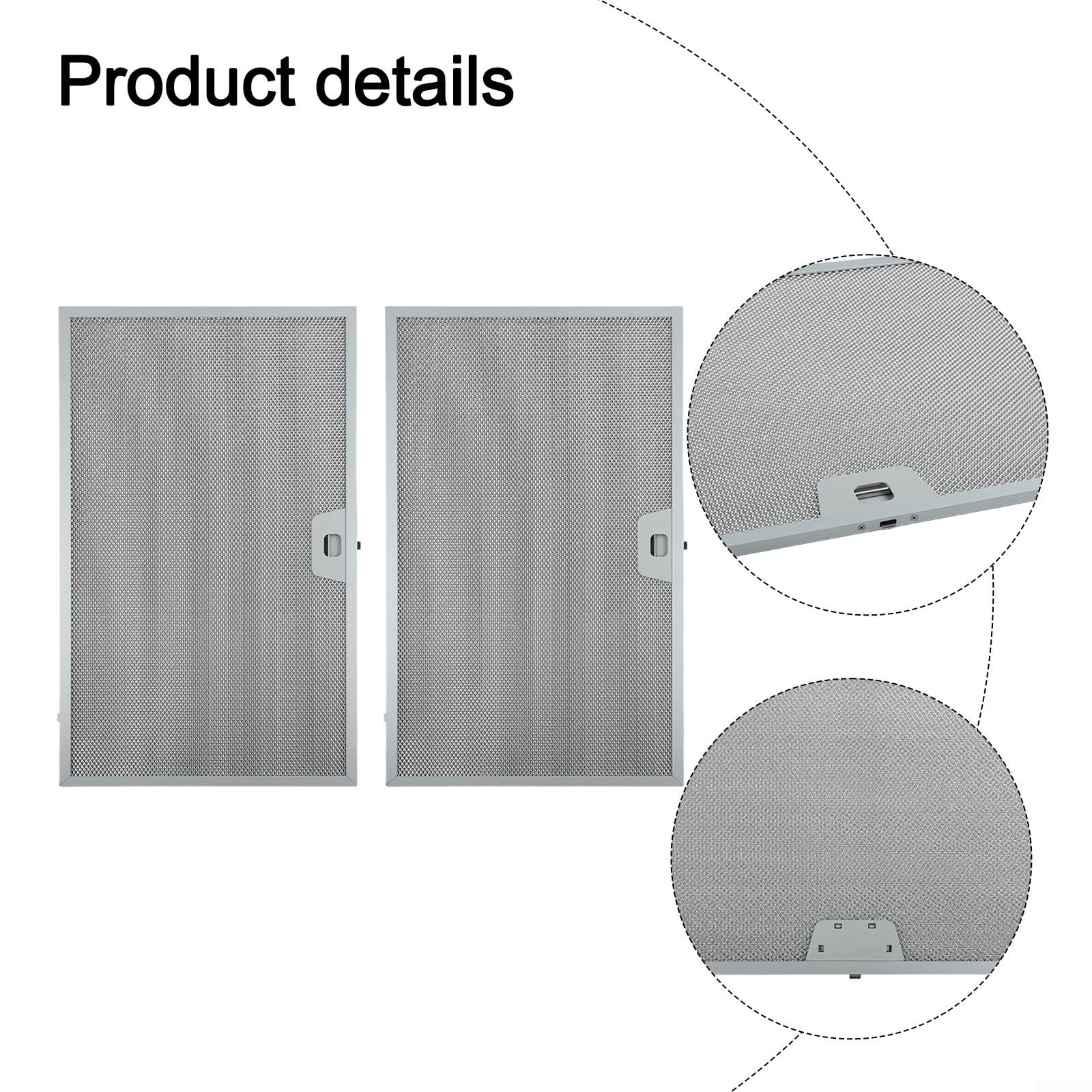Paquete de 2 filtros para campana extractora de 506 x 300 x 9 mm, malla metálica, filtro de grasa, color plateado, 5 capas de aluminio para campanas extractoras de cocina