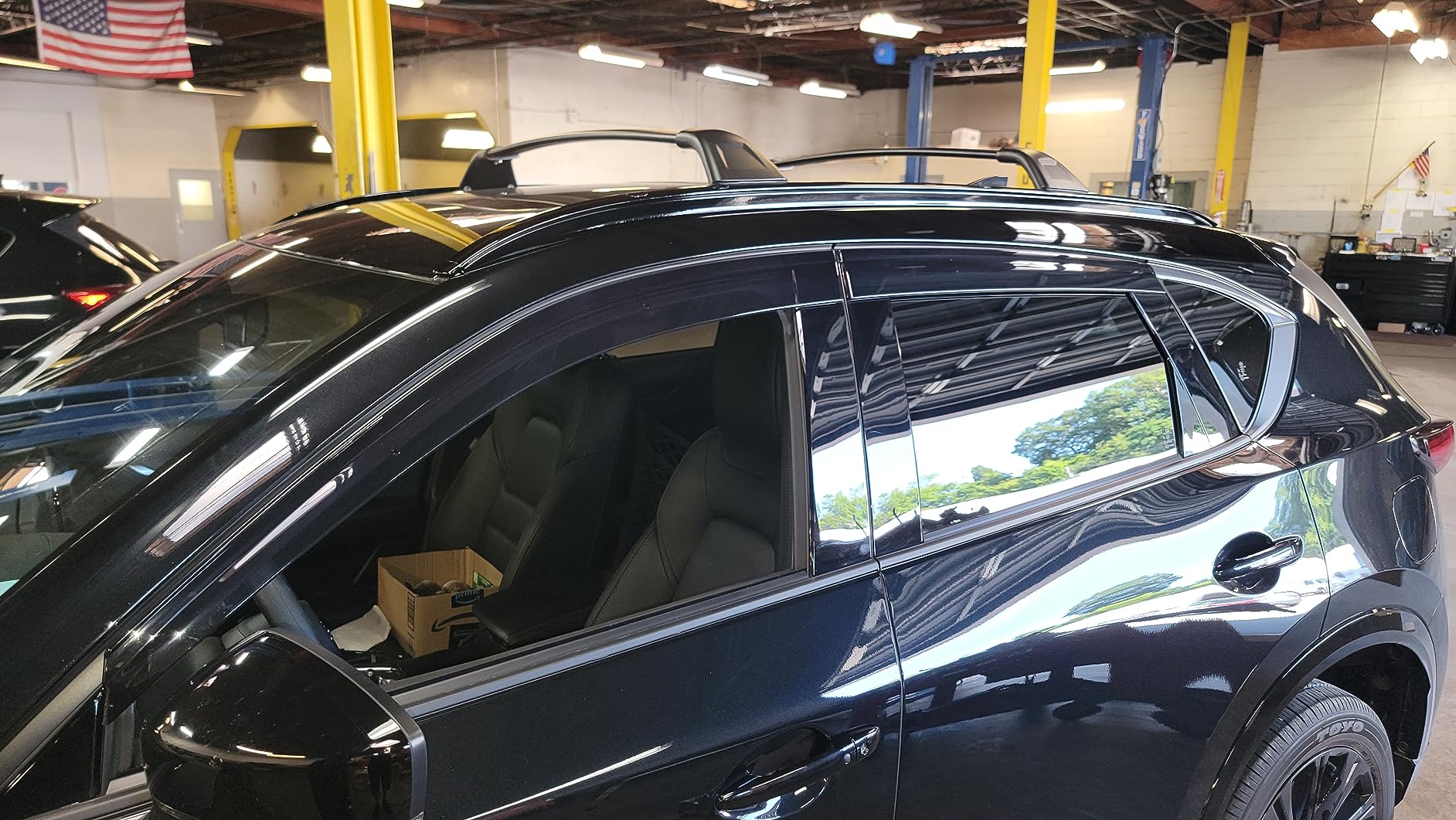 $43/mo - Finance 4 PC All Black Roof Rail Rack + Cross Bar for Mazda CX ...