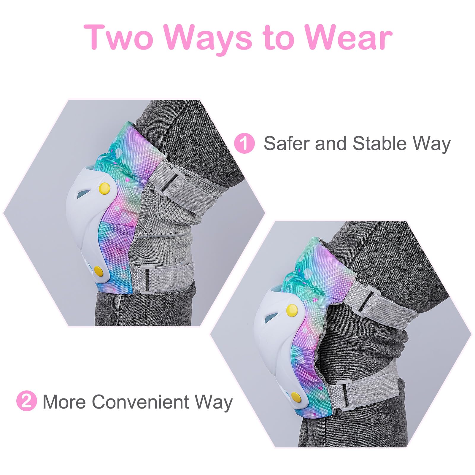 Unicorn Castle Rodilleras y Coderas de Unicornio para niños y niñas, Juego de Equipo de protección Ajustable 6 en 1 con Bolsa de cordón, 3-8 años