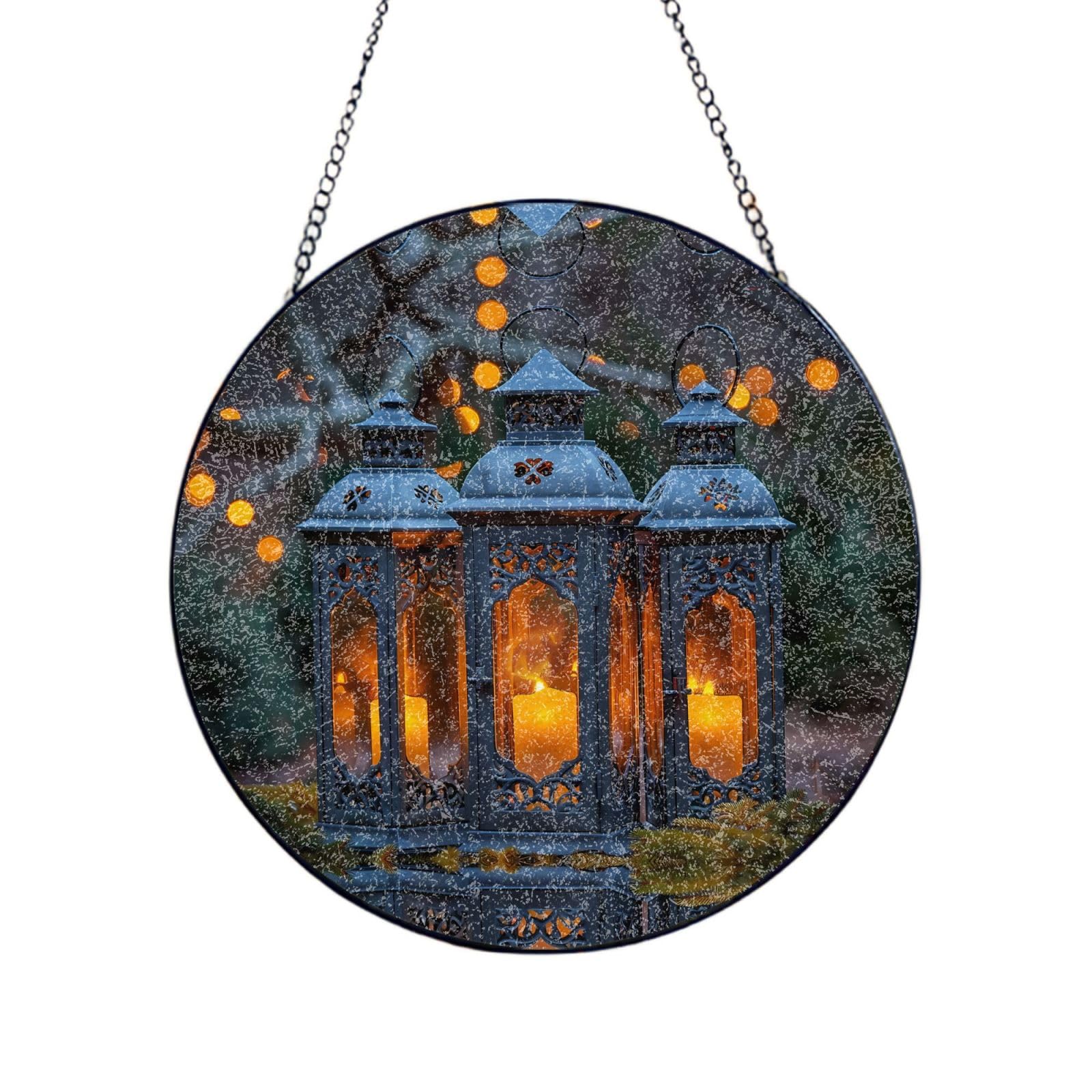 Phayah Vintage Lampshade Print Stained Glass Window Hanging Sun Catchers Decoration Mother'S Day Birthday Gifts For Home Garden Porch 8in（20cm）