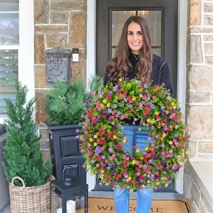 Amazon.co.jp: 玄関ドアの屋外用 通年リース 壁掛け ガーランド