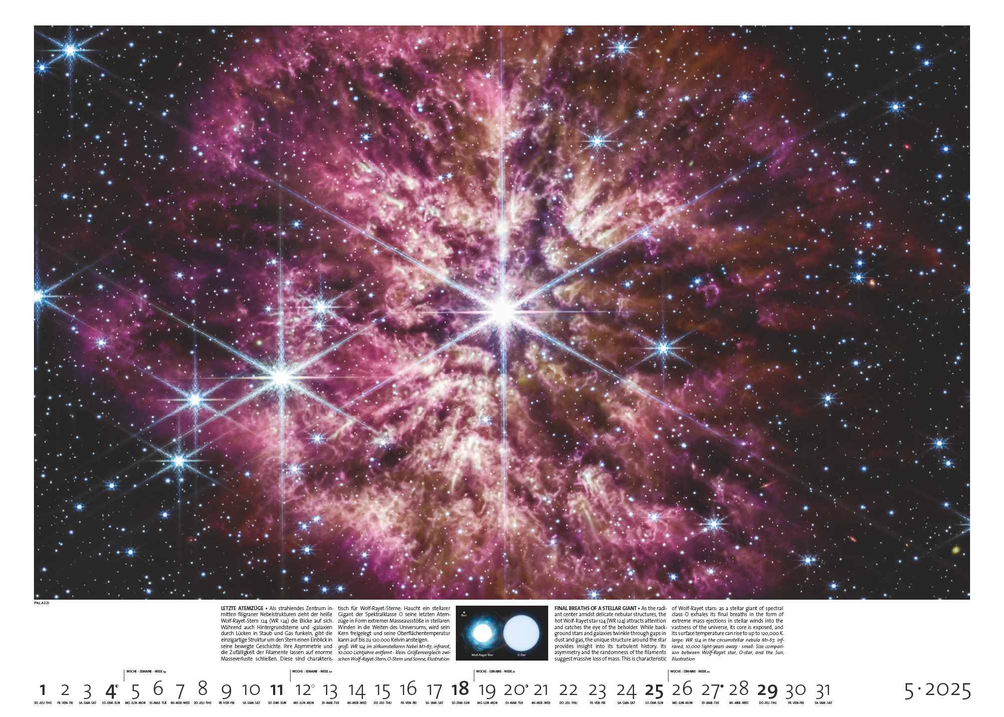 PALAZZI - Sternzeit 2025 Wandkalender, 70x50cm, Posterkalender mit brillanten Aufnahmen aus unserem Universum, eine astronomische Reise in Zeit und ... Eine astronomische Reise in Zeit und Raum