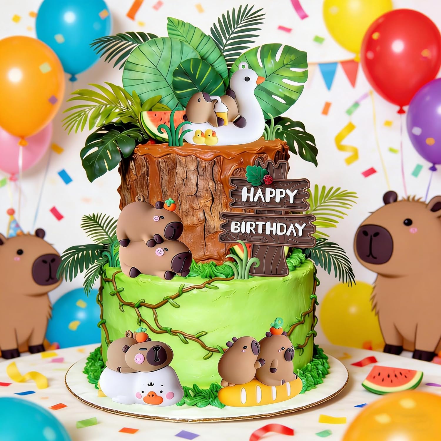 JeVenis Capybara Cake Toppers Mini Blowfish Party Supplies for Capybara Birthday Party Supplies Capybara Cake Decorations Baby Shower Party Favors