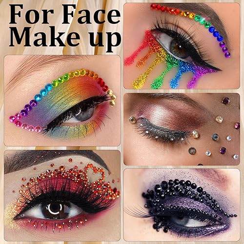 Miniatura 7 de Diamantes de imitación para uñas, gema de manicura, piedras preciosas transparentes de vidrio transparente con parte trasera plana de 0.18 a 0.18