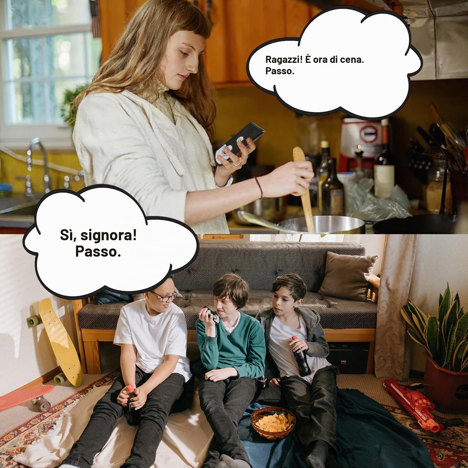 Sistema di Interfono Senza Fili 1000M, Citofono Vocale Campanello Citofono Vocale, Campanelli Per Interfono Senza Fili Interfono Vocale Bidirezionale, Intercomunicatore Wireless (Nero)
