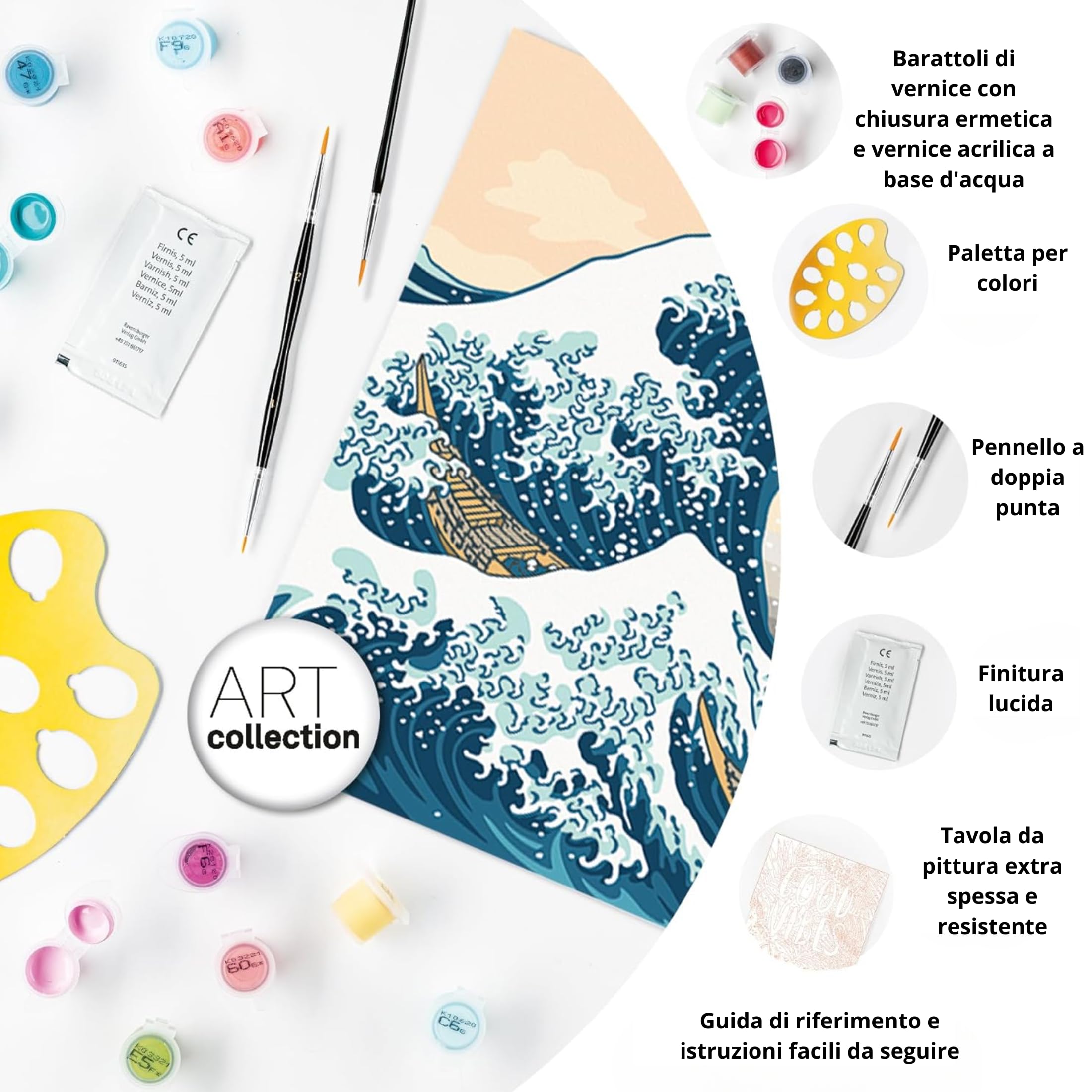 Ravensburger - CreArt Hokusai La Grande Onda, Kit Dipingere Per Adulti