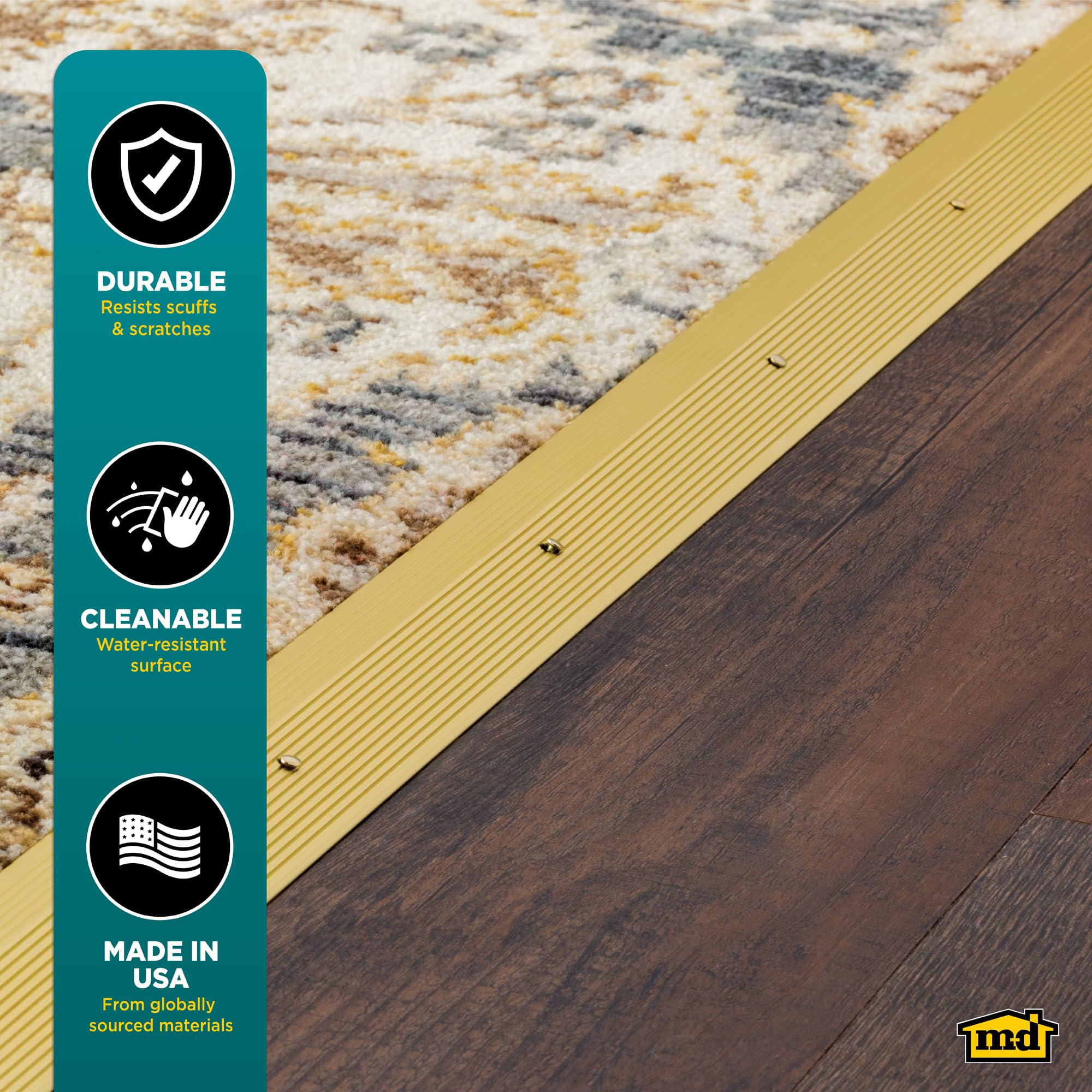 M-D Building Products 79244 Extra Wide Fluted 2-Inch by 36-Inch Carpet Trim, Satin Brass by M-D Building Products