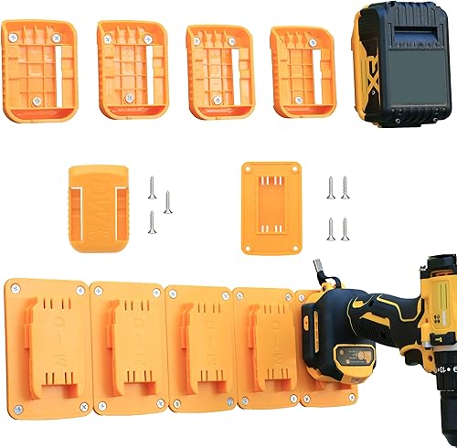 Paquete de 20 soportes de batería para herramientas de taladro Dewalt de 20 V, 10 ganchos de herramientas y 10 organizadores de batería para montaje