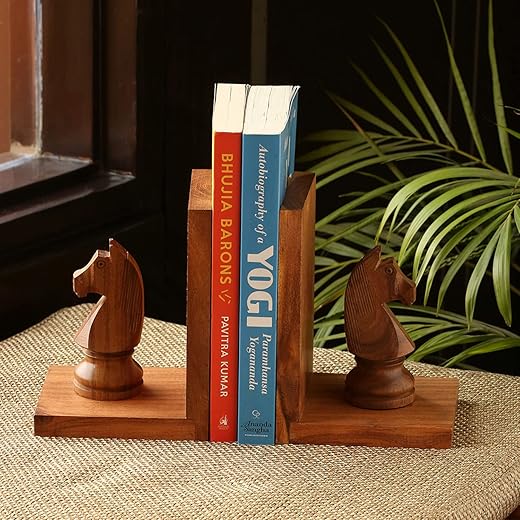 Chess Horse Sheesham Wooden Bookends 12.4cm 4 cm