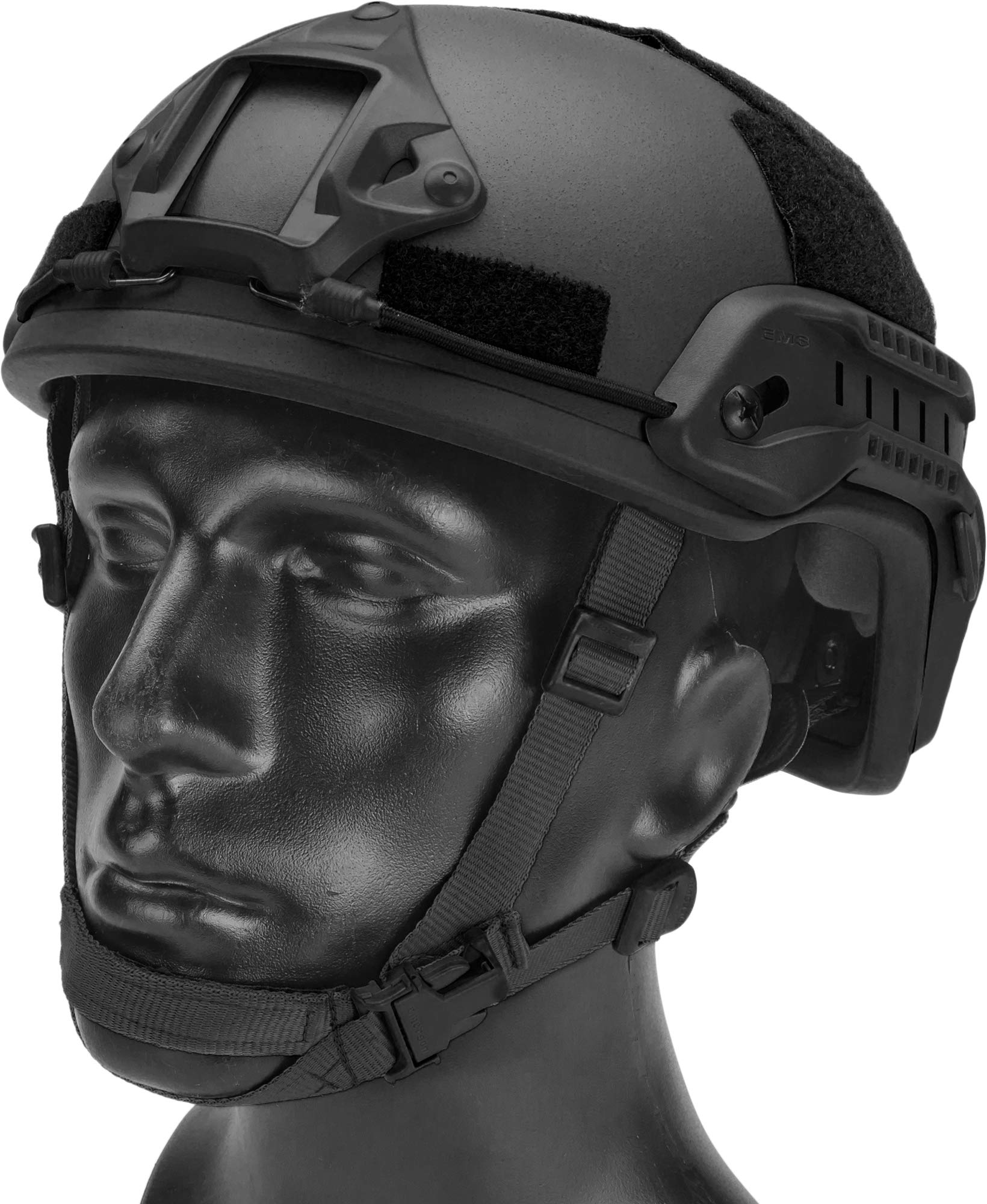 Evike Airsoft - Matrix MICH 2001 Fiberglass Airsoft Headpro w/NVG Mount & Side Rail (Color: Black)