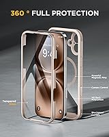Vista 960 de Miracase Funda magnética para iPhone 14 de 6.1 pulgadas, protector de pantalla de vidrio templado integrado + protector de lente, compatible