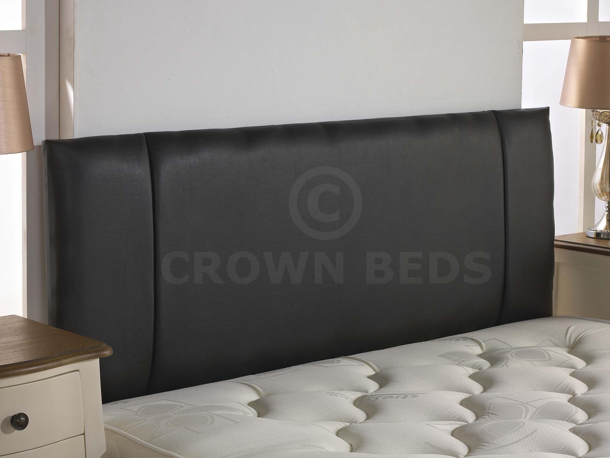 CROWNBEDSUK Quality Faux Leather Portobello Headboard 2ft6,3ft,4ft,4ft6,5ft,6ft New. (3ft Single, Black)