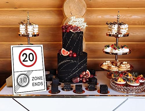 Miniatura 5 de Carro de carreras 20 cumpleaños decoraciones para hombres, letreros de tráfico, decoración de habitación, decoración de fiesta temática de coche,