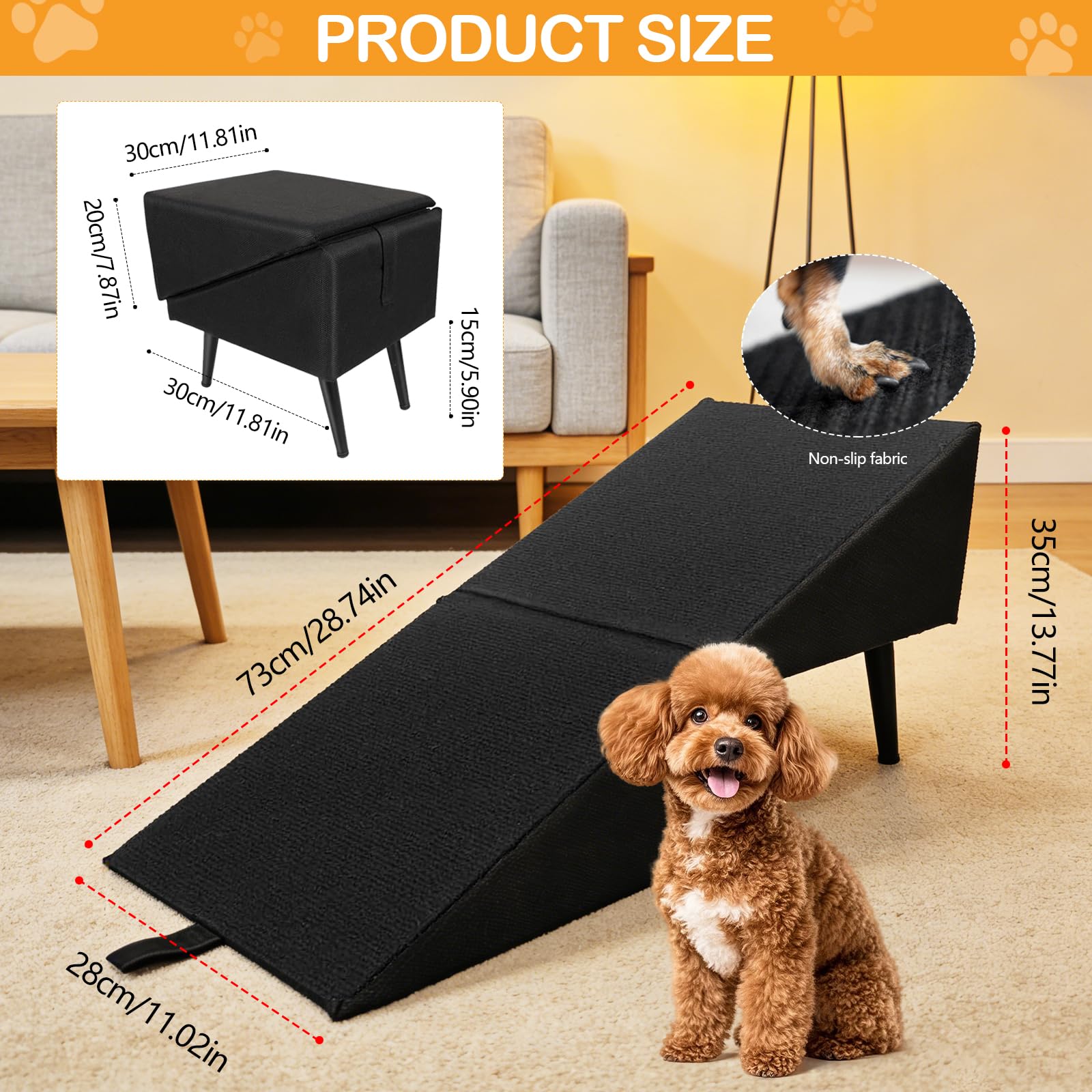 Rampa para Perros, Escalera Multifuncionales para Perro Escalera Plegable para Mascota para Cama y Sofá Rampa de Madera para Mascota Negra con Ventosas Antideslizantes para Perros y Gatos