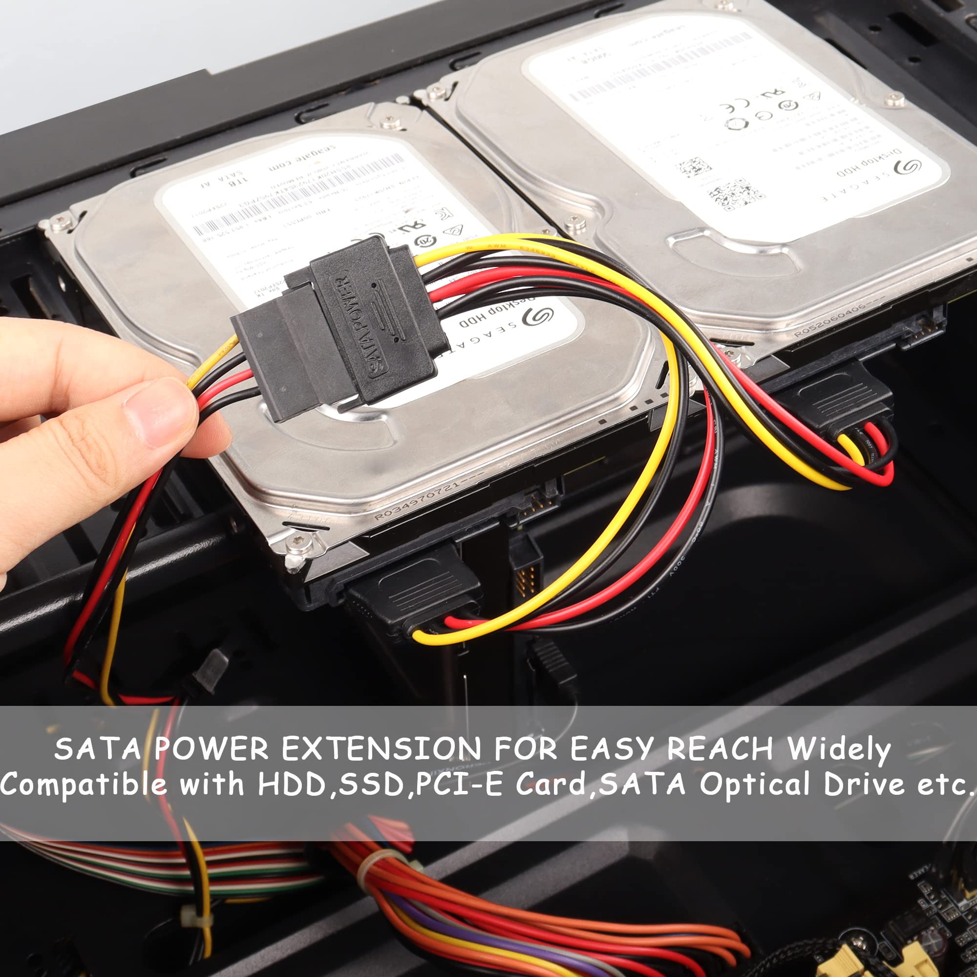 Cavo Alimentazione SATA Splitter - 15 Pin Maschio A Doppia Presa, 15 Cm | Per HDD, SSD E Unità Ottiche - Foto 2