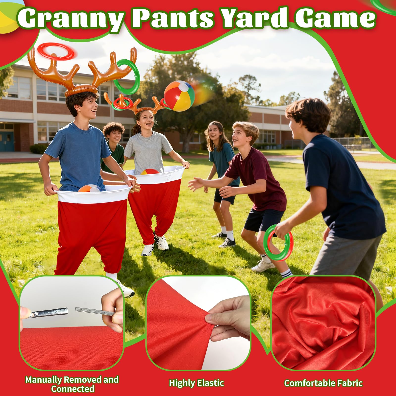 2 szt. Granny Pants Gra na podwórko + gra w rzucanie pierścieniem - zabawna gra imprezowa na świeżym powietrzu dla dorosłych na imprezę drużynową - gry drużynowe na grilla, plażę, kemping lub